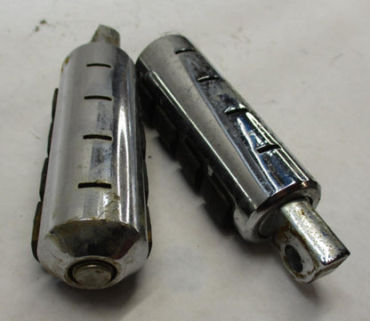 Harley Shovelhead Touring Highway Foot Peg Rests Ribbed Chrome Metal Rubber