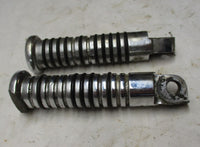 Harley Shovelhead Sportster Foot Pegs Round Chrome Ribbed Bar Shield Logo #2