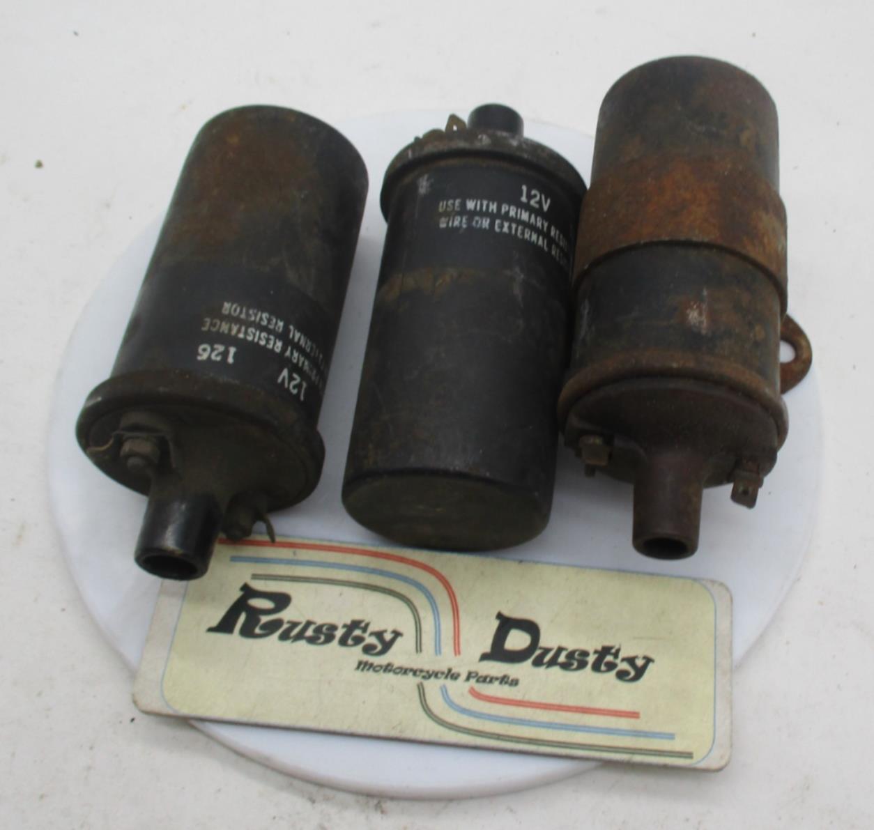 Lot of 3 Vintage Motorcycle Ignition Coils 12 Volts 126