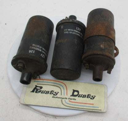 Lot of 3 Vintage Motorcycle Ignition Coils 12 Volts 126