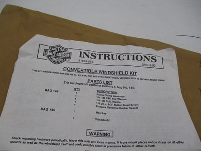 Harley Davidson Genuine NOS Dyna Windshield Clamps Kit FXR FXRS 91849-85B