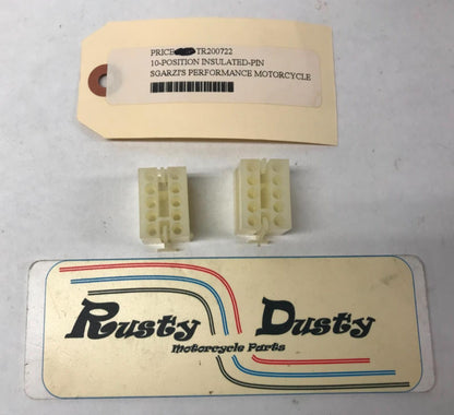 Lot (2) Harley 10-Position Insulated Pin Electrical Connector TR-200722