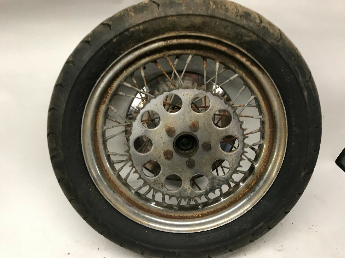 16" Disc Brake Rear Wheel Hub Flange Rim  Harley Shovelhead 47 T Sprocket & Tire