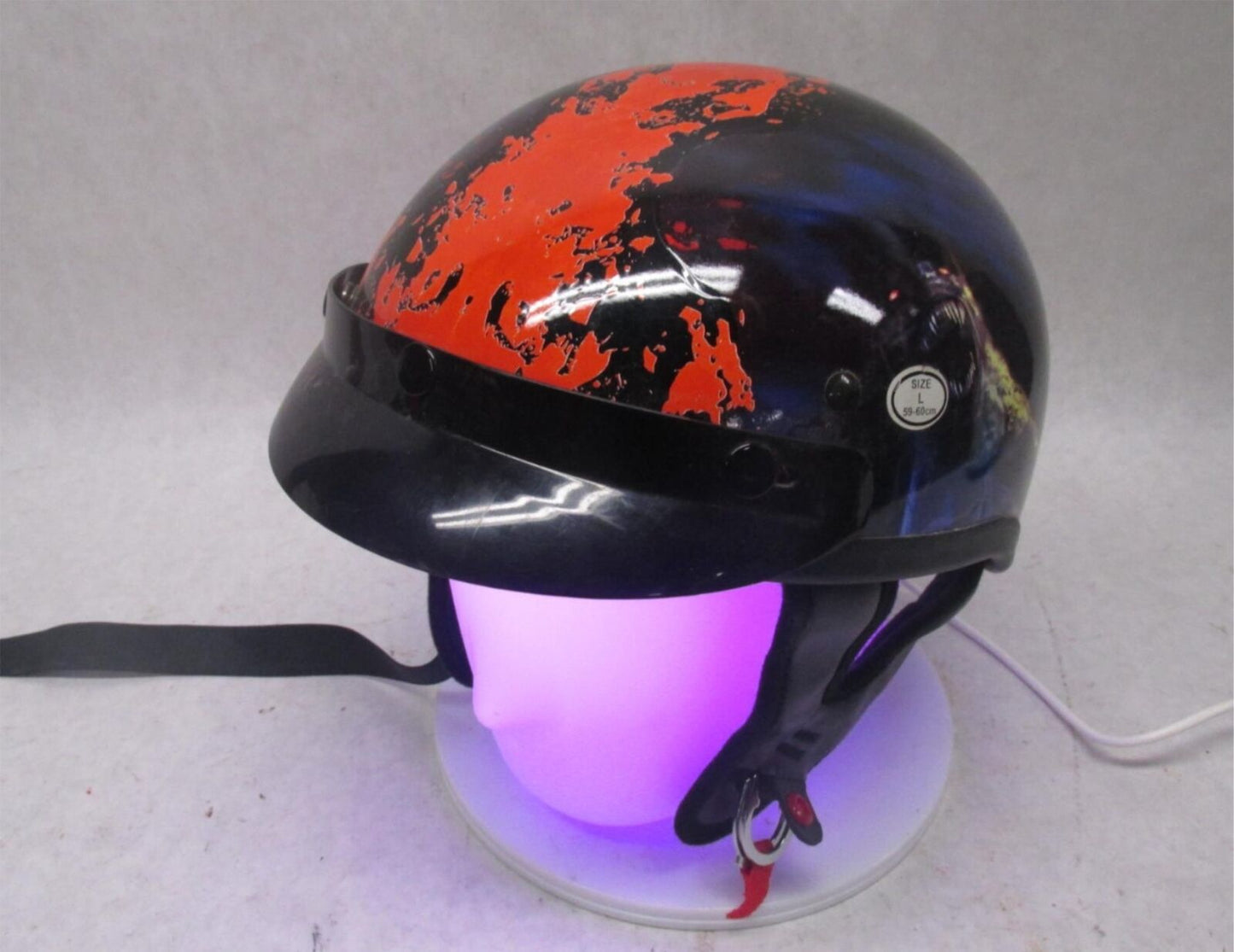 Outlaw Black and Red Large L T-70 Motorcycle Half Helmet 59-60cm