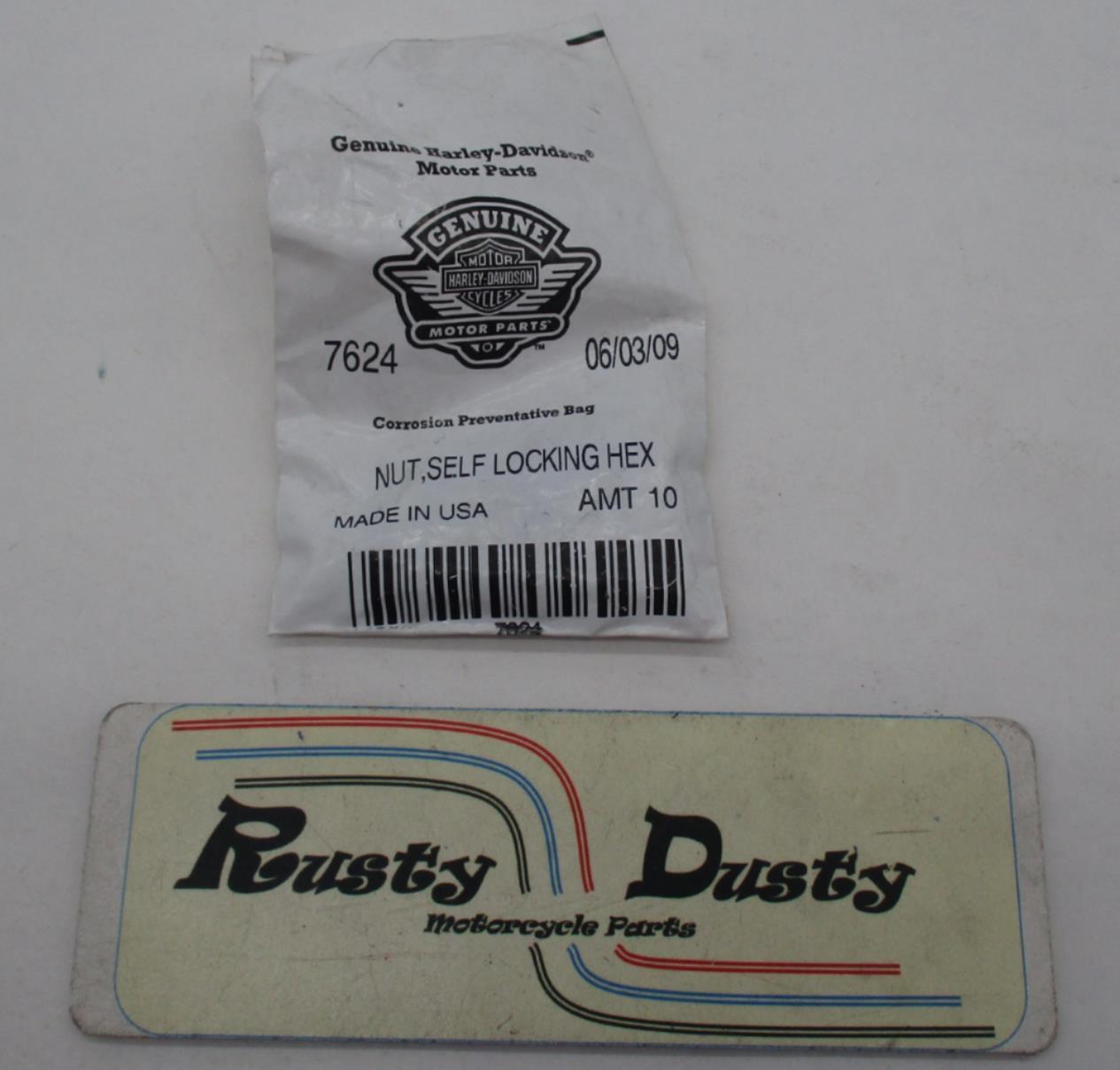 Genuine Harley Davidson Lot of 12 Self Locking Hex Nuts 7624