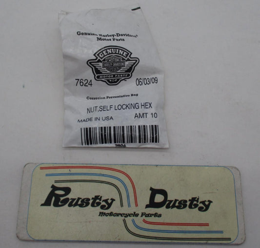 Genuine Harley Davidson Lot of 12 Self Locking Hex Nuts 7624