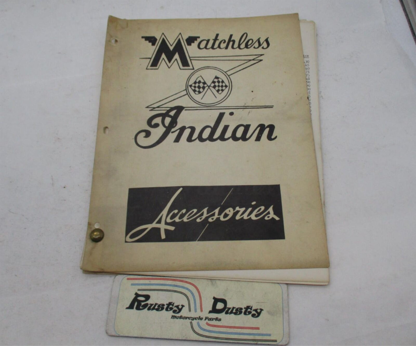 Antique 1930's Matchless Indian 45 Page Accessories Catalog Oil Cans Apparel