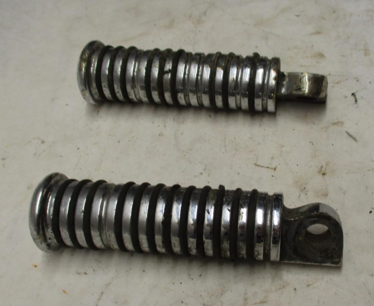 Pair Harley Davidson Shovelhead Sportster Foot Pegs Round Chrome Ribbed #3