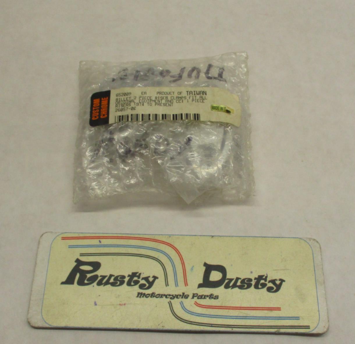 Dusty Riser Harley Davidson Custom Chrome Billet 2 Piece Riser Clamps OEM 26057-00 ...