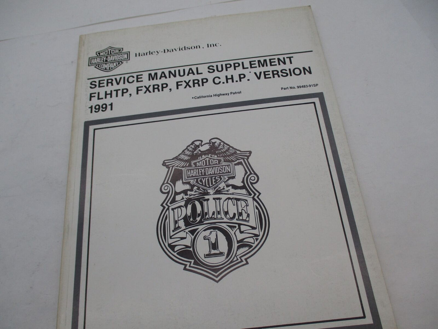 Harley Davidson Official 1991 Police Service Manual Supplement 99483-91SP