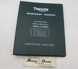 Vintage Original Triumph Three Cylinder Trident 750 Workshop Manual Binder