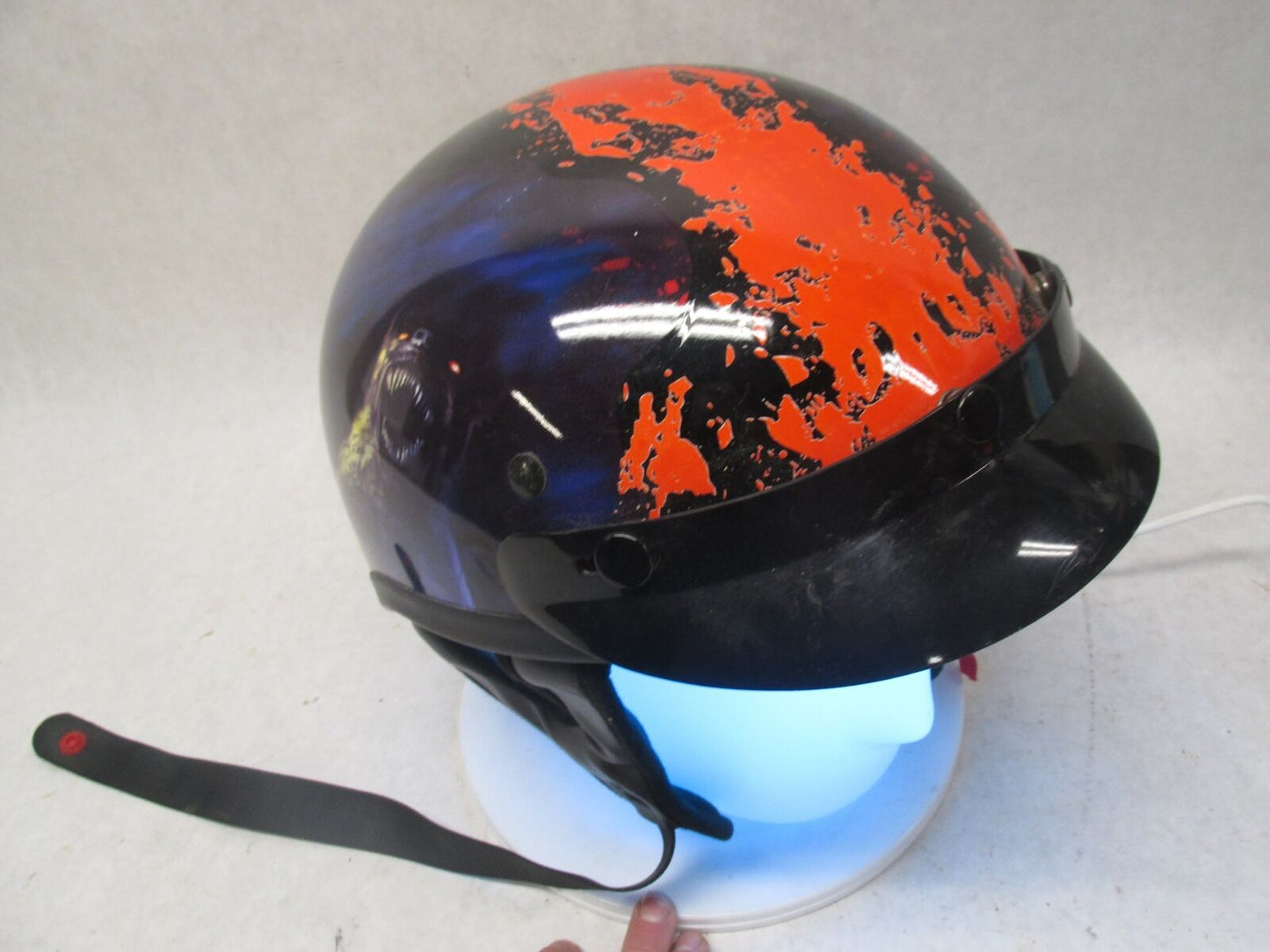 Outlaw Black and Red Large L T-70 Motorcycle Half Helmet 59-60cm