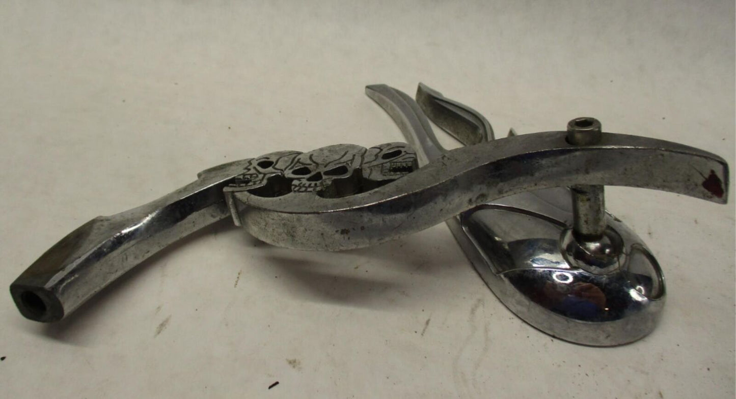 Left Side Harley Chopper Custom Flame Mirror Skull Mirror