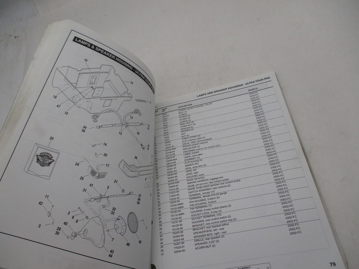 Harley Davidson Official Factory 2002 Touring Parts Catalog 99456-02A