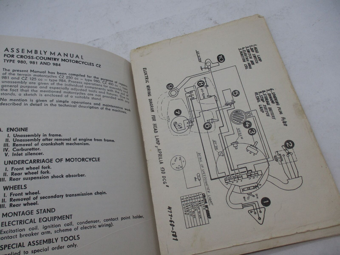 Vintage Original 1970s CZ Moto Cross Manual Book  125cc 250cc 400cc