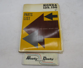 Vintage Original Honda CB92 125-150 Super Sport Parts List Catalog