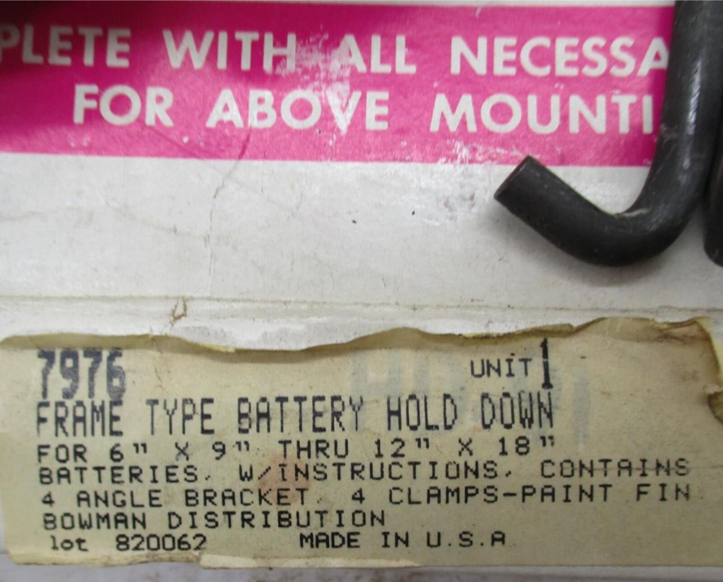 Vintage NOS Motorcycle Battery 7976 Frame Type Battery Hold Down