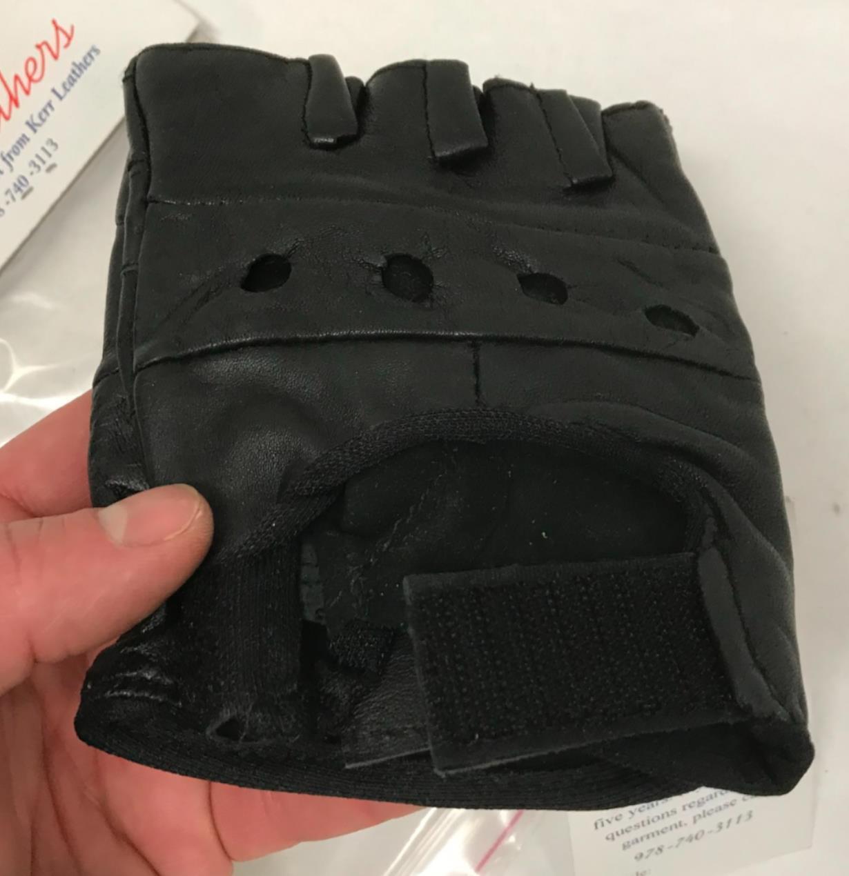 Kerr Leathers Fingerless Motorcycle Riding Protective Gloves (L) Size Large