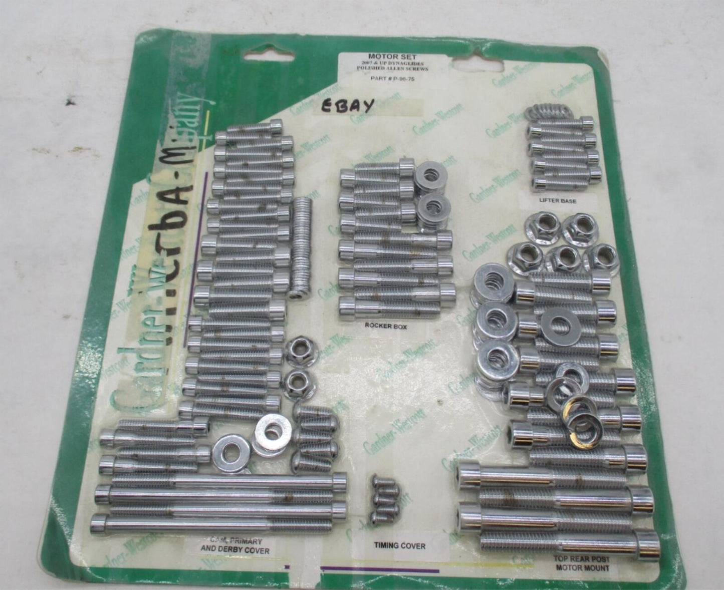 Harley Dyna Gardner Westcott Polished Chrome Motor Set Allen Screws P-96-75