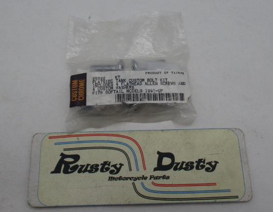 Harley Davidson Softails 1991+ Custom Chrome Flatside Tank Custom Bolt Kit 25590