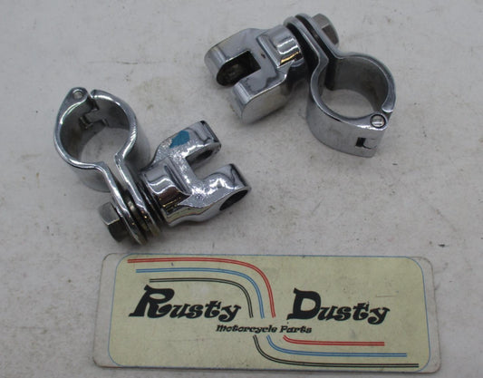 Harley Davidson Genuine Pair of Chrome Highway Peg Mounting Bracket Clamps