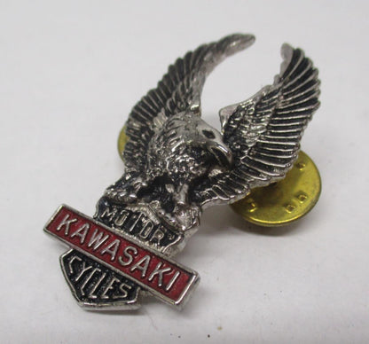 Kawasaki Silver & Red Motorcycle Bike Cruiser Rider Vest Jacket Eagle Metal Pin
