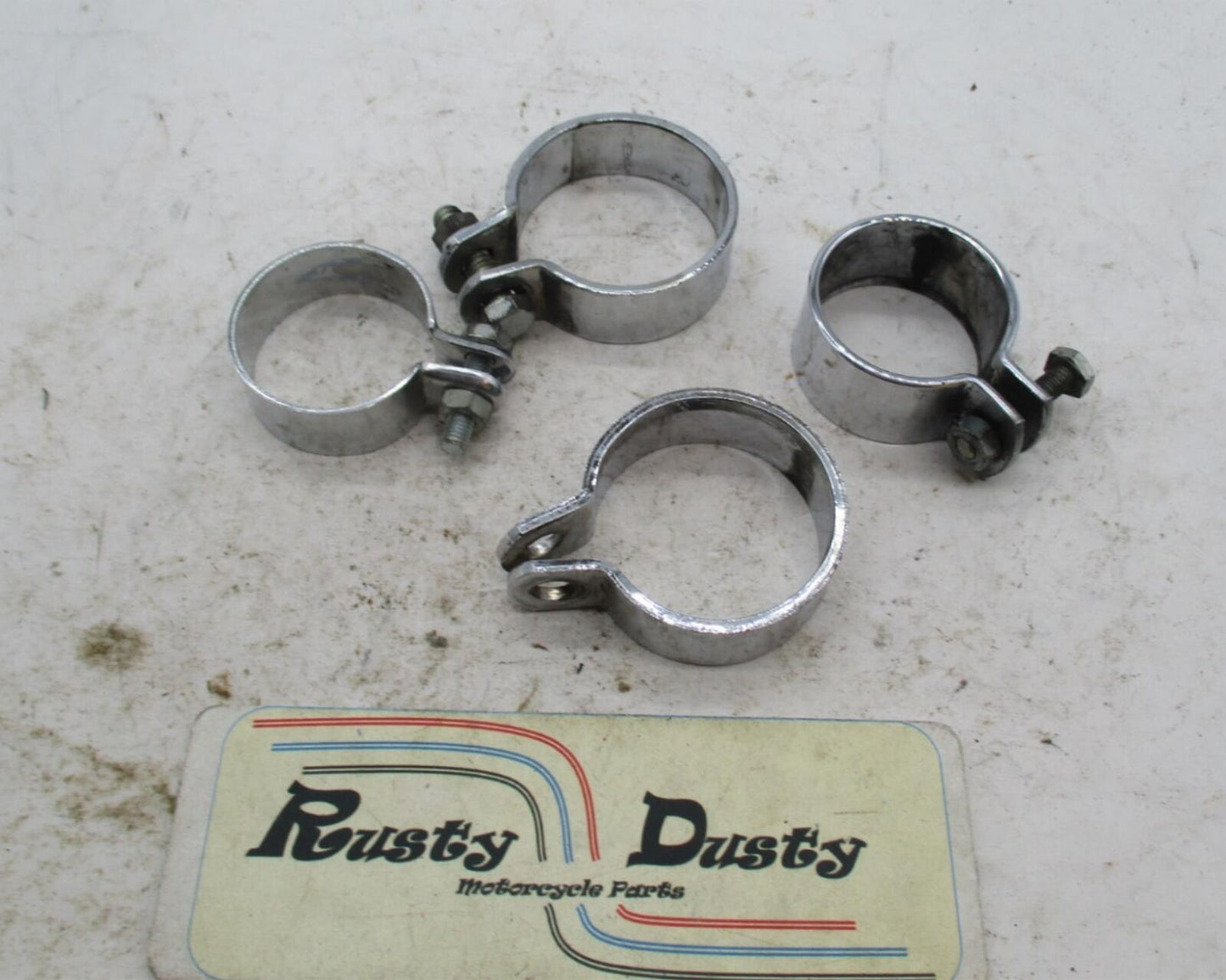 Mixed Lot of Chrome Muffler Exhaust Pipe Clamps Norton Triumph BSA 1-7/8"