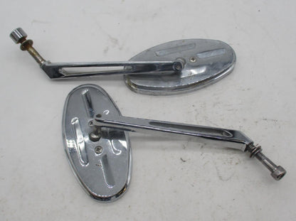 Pair Set of Harley Davidson Chopper Oval Chrome Custom Mirrors