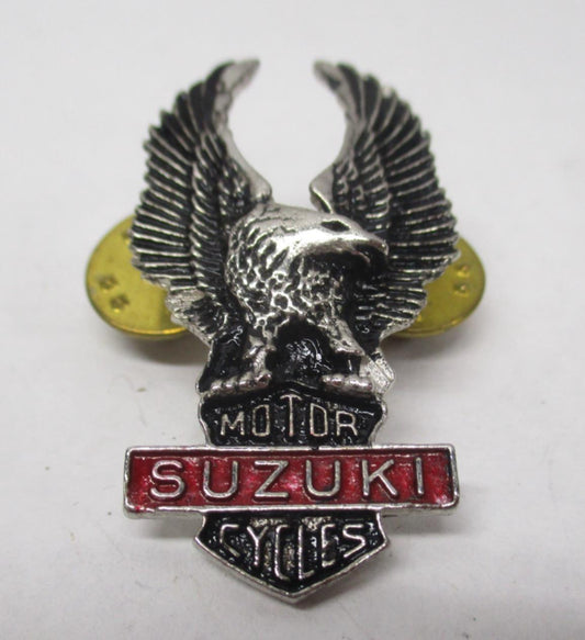 Suzuki Silver & Red Motorcycle Bike Cruiser Rider Vest Jacket Eagle Metal Pin