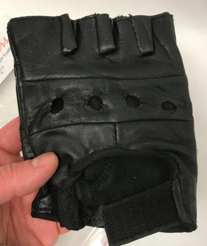 Kerr Leathers Fingerless Motorcycle Riding Protective Gloves (L) Size Large