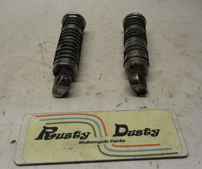 Pair Harley Davidson Shovelhead Sportster Foot Pegs Round Chrome Ribbed #3