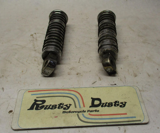 Pair Harley Davidson Shovelhead Sportster Foot Pegs Round Chrome Ribbed #3