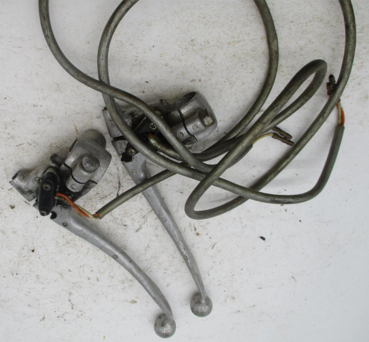 Set of British BSA Triumph Vintage ISO Hand Control Levers with Wiring