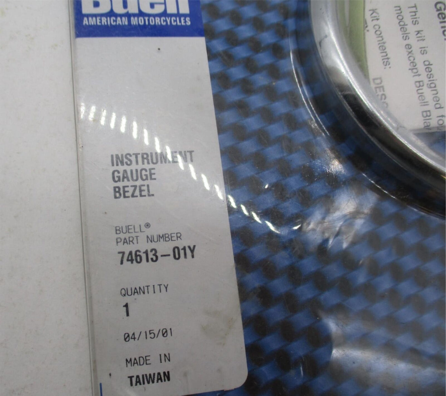 Harley Buell Genuine NOS Instrument Gauge Bezel 74613-01Y