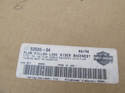 Harley Davidson Genuine NOS 94-96 FLHR Pillow Rider Seat Backrest 52586-94
