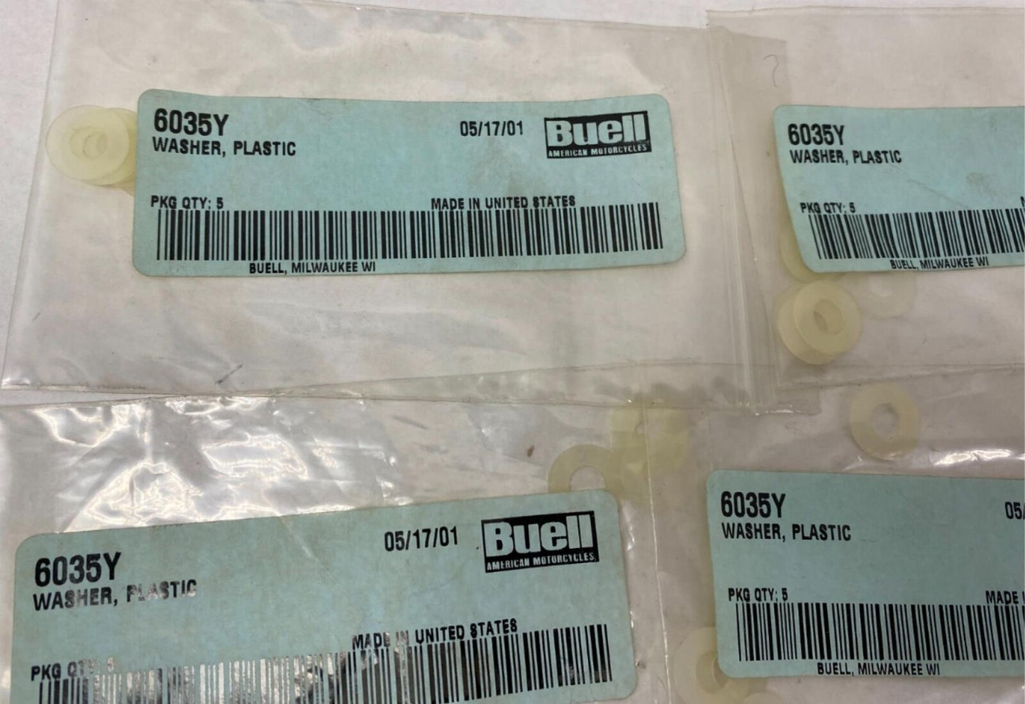 Harley Buell Genuine Lot (19) Plastic Washers 6035Y