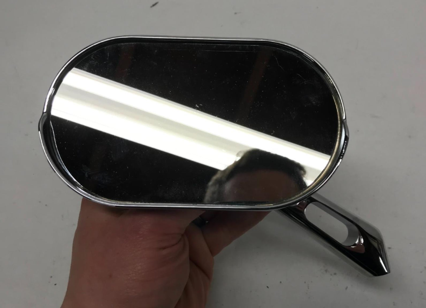 Harley Davidson Custom Shopper Chrome Slotted Oval Left Rear View Mirror