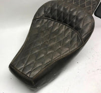 Harley Davidson Mustang Super Glide Seat Diamond Stitched Leather Brown