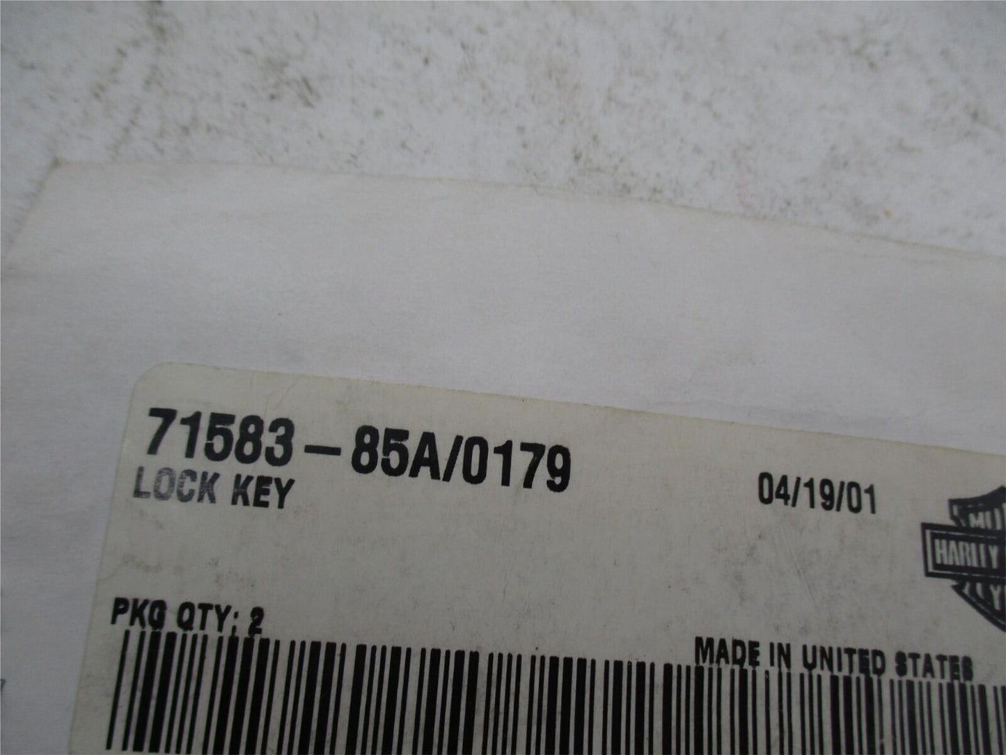 Harley Davidson Genuine NOS Flat Lock Key Set 71583-85A Code: 0179