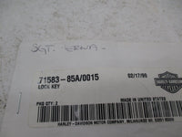 Harley Davidson Genuine NOS Key Set 71583-85A Code: 0015