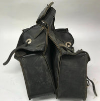 Set of Well Used Motorcycle Harley Leather Saddlebags Concho Style Black