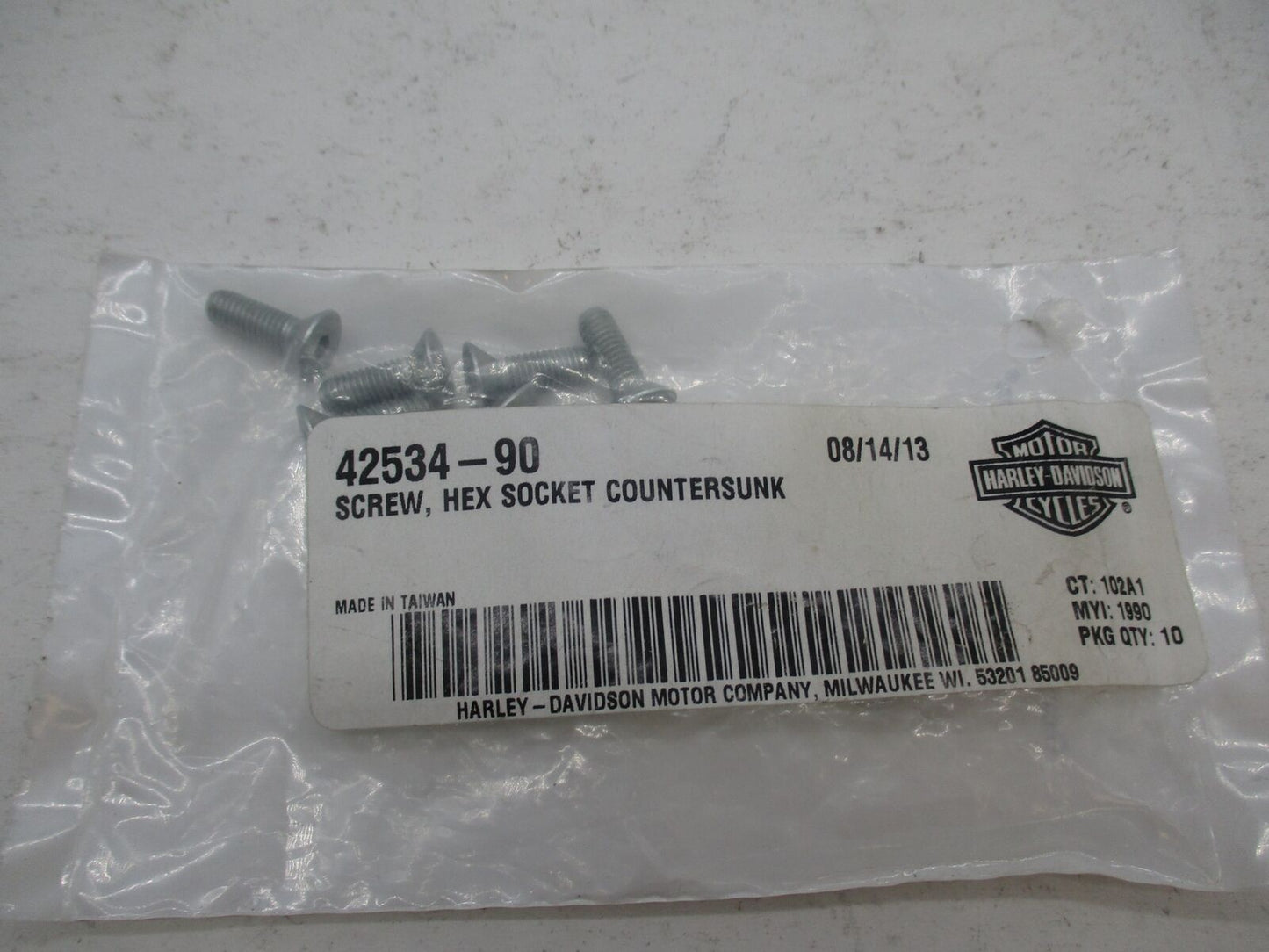 Lot of 8 Harley Davidson Genuine NOS Hex Socket Countersunk Screws 42534-90