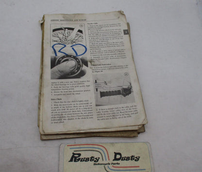 Vintage Original Yamaha R3, R5 and RD Manual Book Missing Pages