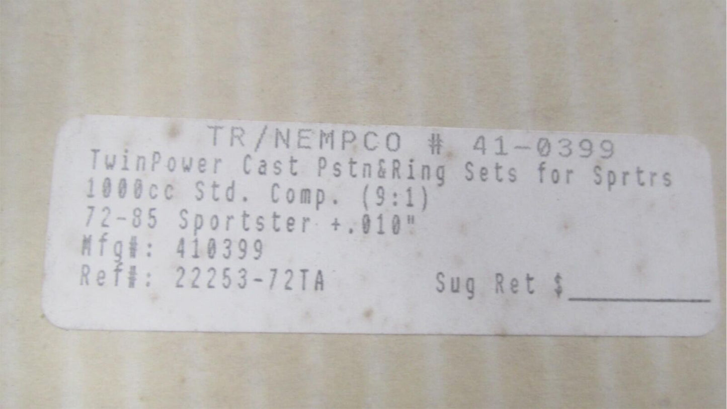 Pair of Pistons & Rings Harley Davidson 1972-85 Sportster +.010" 22253-72TA