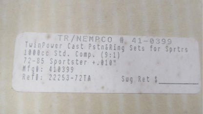 Pair of Pistons & Rings Harley Davidson 1972-85 Sportster +.010" 22253-72TA