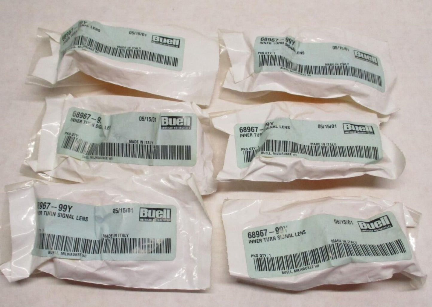 Lot of (6) Harley Davidson Buell Genuine Inner Turn Signal Lenses 68967-99Y