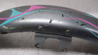 Harley Davidson Narrow Glide Dyna Front Fender Gray with Pink Blue Flames 4"