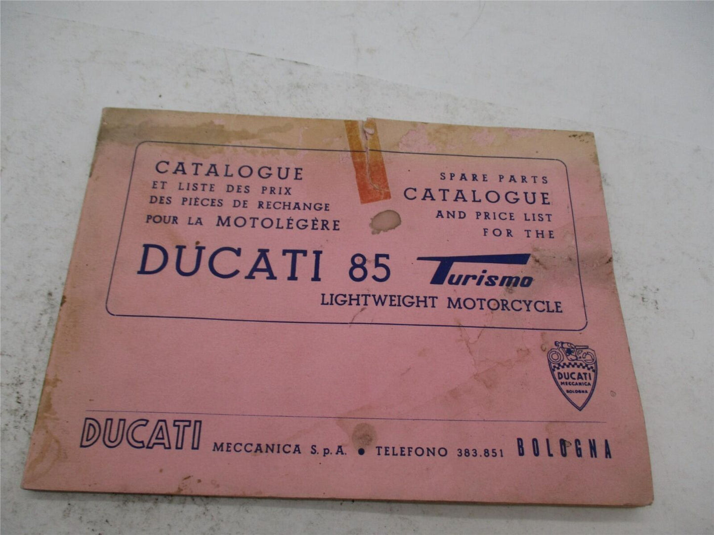 Original Ducati 85 Turismo Light Weight Spare Parts Catalog Book