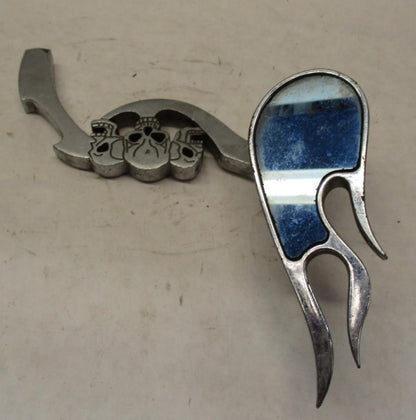 Left Side Harley Chopper Custom Flame Mirror Skull Mirror