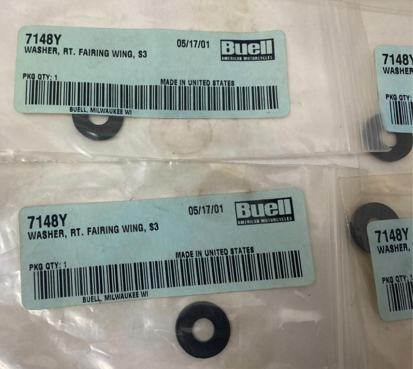 Harley Davidson Buell Genuine Lot (5) S3 Fairing Wing Washer 7148Y